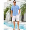 imageRuncati Mens Short Sleeve Guayabera Shirts Linen Cotton Button Down Mexican Embroidered Cuban Wedding Shirt Summer Beach Tops04 Blue