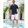 imageRuncati Mens Short Sleeve Guayabera Shirts Linen Cotton Button Down Mexican Embroidered Cuban Wedding Shirt Summer Beach Tops04 Navy