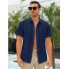 imageRuncati Mens Short Sleeve Guayabera Shirts Linen Cotton Button Down Mexican Embroidered Cuban Wedding Shirt Summer Beach Tops04 Navy