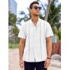 imageRuncati Mens Short Sleeve Guayabera Shirts Linen Cotton Button Down Mexican Embroidered Cuban Wedding Shirt Summer Beach Tops04 White
