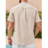 imageRuncati Mens Short Sleeve Guayabera Shirts Linen Cotton Button Down Mexican Embroidered Cuban Wedding Shirt Summer Beach Tops05 Beige