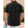 imageRuncati Mens Short Sleeve Guayabera Shirts Linen Cotton Button Down Mexican Embroidered Cuban Wedding Shirt Summer Beach Tops05 Black