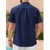 imageRuncati Mens Short Sleeve Guayabera Shirts Linen Cotton Button Down Mexican Embroidered Cuban Wedding Shirt Summer Beach Tops05 Navy