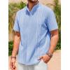imageRuncati Mens Short Sleeve Guayabera Shirts Linen Cotton Button Down Mexican Embroidered Cuban Wedding Shirt Summer Beach Tops05 Sky Blue