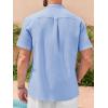 imageRuncati Mens Short Sleeve Guayabera Shirts Linen Cotton Button Down Mexican Embroidered Cuban Wedding Shirt Summer Beach Tops05 Sky Blue