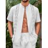 imageRuncati Mens Short Sleeve Guayabera Shirts Linen Cotton Button Down Mexican Embroidered Cuban Wedding Shirt Summer Beach Tops05 White
