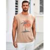 imageRuncati Mens Sleeveless Tank Tops Workout Gym Muscle Shirts Palm Tree Vintage Hawaiian Summer Beach T ShirtsKhaki