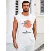 imageRuncati Mens Sleeveless Tank Tops Workout Gym Muscle Shirts Palm Tree Vintage Hawaiian Summer Beach T ShirtsWhite