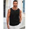 imageRuncati Mens Workout Tank Tops Sleeveless Casual Waffle T Shirts Gym Muscle Summer Beach Tee ShirtBlack