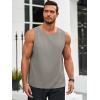 imageRuncati Mens Workout Tank Tops Sleeveless Casual Waffle T Shirts Gym Muscle Summer Beach Tee ShirtGrey