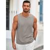 imageRuncati Mens Workout Tank Tops Sleeveless Casual Waffle T Shirts Gym Muscle Summer Beach Tee ShirtGrey