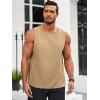 imageRuncati Mens Workout Tank Tops Sleeveless Casual Waffle T Shirts Gym Muscle Summer Beach Tee ShirtKhaki
