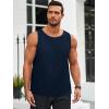 imageRuncati Mens Workout Tank Tops Sleeveless Casual Waffle T Shirts Gym Muscle Summer Beach Tee ShirtNavy Blue