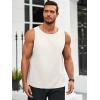 imageRuncati Mens Workout Tank Tops Sleeveless Casual Waffle T Shirts Gym Muscle Summer Beach Tee ShirtWhite