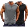 imageRuncati Mens Muscle Tank Tops Sleeveless Workout Gym Slim Fit Henley Shirt Casual Basic Summer Beach TopsBlackGrey