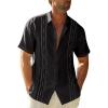 imageRuncati Mens Short Sleeve Guayabera Shirts Linen Cotton Button Down Mexican Embroidered Cuban Wedding Shirt Summer Beach Tops03 Black