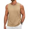 imageRuncati Mens Workout Tank Tops Sleeveless Casual Waffle T Shirts Gym Muscle Summer Beach Tee ShirtKhaki