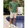 imageMens Waffle Button Down Shirt Short Sleeve Loose Fit Cuban Summer Beach Plain TopsArmy Green