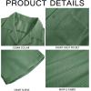 imageMens Waffle Button Down Shirt Short Sleeve Loose Fit Cuban Summer Beach Plain TopsArmy Green