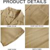 imageMens Waffle Button Down Shirt Short Sleeve Loose Fit Cuban Summer Beach Plain TopsKhaki