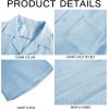 imageMens Waffle Button Down Shirt Short Sleeve Loose Fit Cuban Summer Beach Plain TopsSky Blue