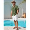 imageRuncati Mens Short Sleeve Guayabera Shirts Button Down Cuban Casual Mexican Shirts Summer Beach Wedding Linen TopsArmy Green