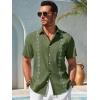 imageRuncati Mens Short Sleeve Guayabera Shirts Button Down Cuban Casual Mexican Shirts Summer Beach Wedding Linen TopsArmy Green