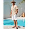 imageRuncati Mens Short Sleeve Guayabera Shirts Button Down Cuban Casual Mexican Shirts Summer Beach Wedding Linen TopsBeige
