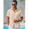 imageRuncati Mens Short Sleeve Guayabera Shirts Button Down Cuban Casual Mexican Shirts Summer Beach Wedding Linen TopsBeige