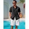 imageRuncati Mens Short Sleeve Guayabera Shirts Button Down Cuban Casual Mexican Shirts Summer Beach Wedding Linen TopsBlack