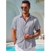 imageRuncati Mens Short Sleeve Guayabera Shirts Button Down Cuban Casual Mexican Shirts Summer Beach Wedding Linen TopsGray