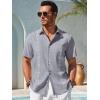 imageRuncati Mens Short Sleeve Guayabera Shirts Button Down Cuban Casual Mexican Shirts Summer Beach Wedding Linen TopsGray