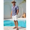 imageRuncati Mens Short Sleeve Guayabera Shirts Button Down Cuban Casual Mexican Shirts Summer Beach Wedding Linen TopsNavy