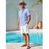 imageRuncati Mens Short Sleeve Guayabera Shirts Button Down Cuban Casual Mexican Shirts Summer Beach Wedding Linen TopsSky Blue