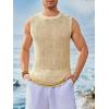 imageRuncati Mens Sleeveless Crewneck Tank Top Casual Mesh Hollow Out Cotton Knit Summer Beach T ShirtBeige