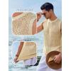 imageRuncati Mens Sleeveless Crewneck Tank Top Casual Mesh Hollow Out Cotton Knit Summer Beach T ShirtBeige