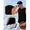 imageRuncati Mens Sleeveless Crewneck Tank Top Casual Mesh Hollow Out Cotton Knit Summer Beach T ShirtBlack