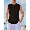 imageRuncati Mens Sleeveless Crewneck Tank Top Casual Mesh Hollow Out Cotton Knit Summer Beach T ShirtBlack