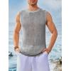 imageRuncati Mens Sleeveless Crewneck Tank Top Casual Mesh Hollow Out Cotton Knit Summer Beach T ShirtGrey