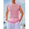 imageRuncati Mens Sleeveless Crewneck Tank Top Casual Mesh Hollow Out Cotton Knit Summer Beach T ShirtPink