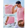 imageRuncati Mens Sleeveless Crewneck Tank Top Casual Mesh Hollow Out Cotton Knit Summer Beach T ShirtPink