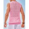 imageRuncati Mens Sleeveless Crewneck Tank Top Casual Mesh Hollow Out Cotton Knit Summer Beach T ShirtPink