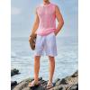 imageRuncati Mens Sleeveless Crewneck Tank Top Casual Mesh Hollow Out Cotton Knit Summer Beach T ShirtPink