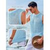imageRuncati Mens Sleeveless Crewneck Tank Top Casual Mesh Hollow Out Cotton Knit Summer Beach T ShirtSky Blue