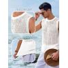 imageRuncati Mens Sleeveless Crewneck Tank Top Casual Mesh Hollow Out Cotton Knit Summer Beach T ShirtWhite