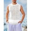 imageRuncati Mens Sleeveless Crewneck Tank Top Casual Mesh Hollow Out Cotton Knit Summer Beach T ShirtWhite