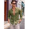 imageRuncati Mens Button Down Shirt Cotton Linen Casual Long Sleeve Shirts Collared Hippie Beach TopsArmy Green