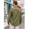 imageRuncati Mens Button Down Shirt Cotton Linen Casual Long Sleeve Shirts Collared Hippie Beach TopsArmy Green