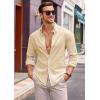 imageRuncati Mens Button Down Shirt Cotton Linen Casual Long Sleeve Shirts Collared Hippie Beach TopsBeige