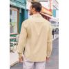imageRuncati Mens Button Down Shirt Cotton Linen Casual Long Sleeve Shirts Collared Hippie Beach TopsBeige